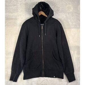 American Giant Mens XL Hoodie Black Zip Heavyweight Fleece Made USA Distressed